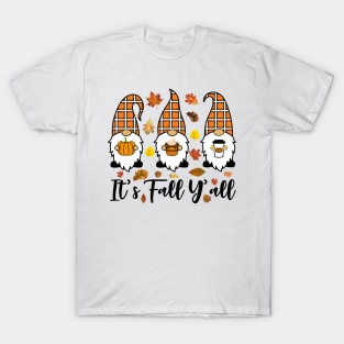 It's Fall Y'all Cute Gnomes Pumpkin Spice Season T-Shirt